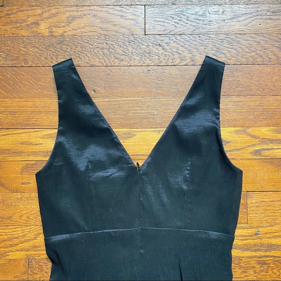 Calvin Klein black sateen deep V neck sheath Midi Dress size 2 - Picture 8 of 9